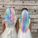 Wavy and Straight Kids Pastel Rainbow Hair Extensions