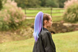 Side View Kids Blue & Raspberry Ponytail Straight Hair Extensions
