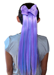 Kids Blue & Purple Hair Extensions with Purple Bow