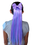 Kids Blue & Purple Hair Extensions with Purple Bow