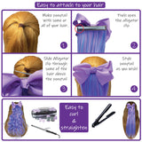 How to attach, curl, and straighten purple and blue hair extensions for girls
