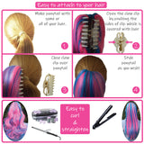 How to attach, curl , and straighten pink and teal hair extensions