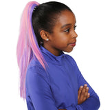 Girl wearing pink and purple crazy hair day accessories