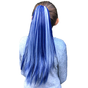 Blue & White Color Ponytail Hair Extensions for Kids