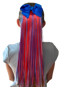 Bow with Red, White & Blue Patriotic Ponytail Hair Extension for kids