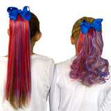 Bow with Red, White & Blue Ponytail Hair Extension straight & wavy