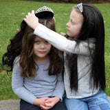 Girls with princess hair accessories, straight & wavy black wig and tiara