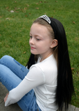 Little girl wearing kids black wig princess accessories