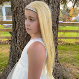 Side View Blonde Hair Extensions with Rhinestone Tiara Headband