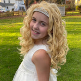 Princess Wavy Blonde Hair Extensions with Rhinestone Tiara Headband