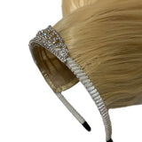 Princess Blonde Hair Extensions with Rhinestone Tiara Headband off head