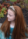 Brown Princess Hair Extensions with Rhinestone Tiara Headband Straight Side View